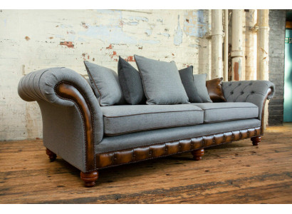 Design de canapé Chesterfield classique 4 places Rembourrage de luxe en textile Canapés