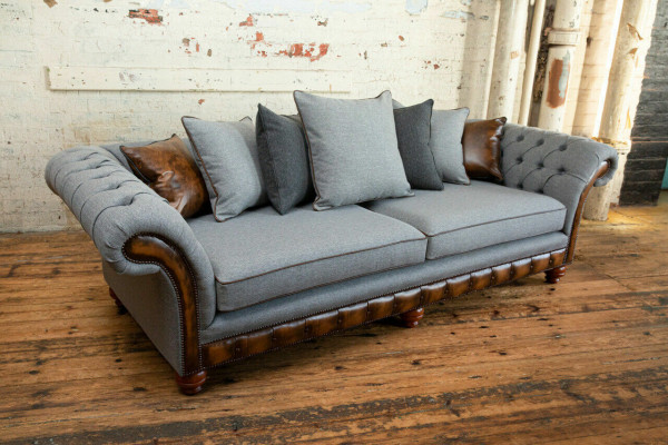 Design de canapé Chesterfield classique 4 places Rembourrage de luxe en textile Canapés