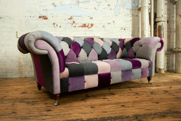 Conception canapé tissu canapé club luxueux 3 places en tissu rembourré