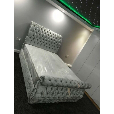 Velours Velours Chesterfield Design Lit Classique Lit Cadre de Lit Lits Nouveau Rembourrage