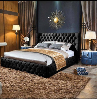 Chesterfield Lit Noir Chambre Lits Textile Velours Grands Lits Hotel