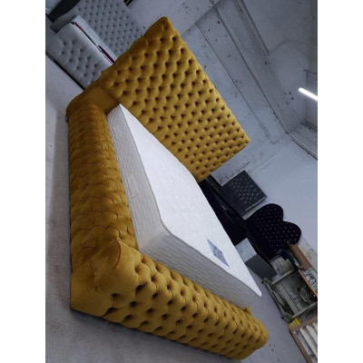 Lit Chesterfield moderne et élégant pour chambre à coucher, meubles textiles.
