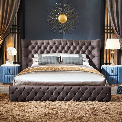 Lit Chesterfield grand lit grand lit Chambre à coucher Oreilles Lits Rembourrage Lit double