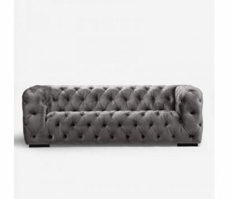 Canapé Chesterfield gris en tissu d'ameublement en cuir Canapés.