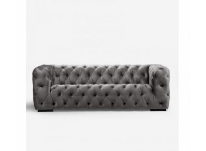 Canapé Chesterfield gris en tissu d'ameublement en cuir Canapés.