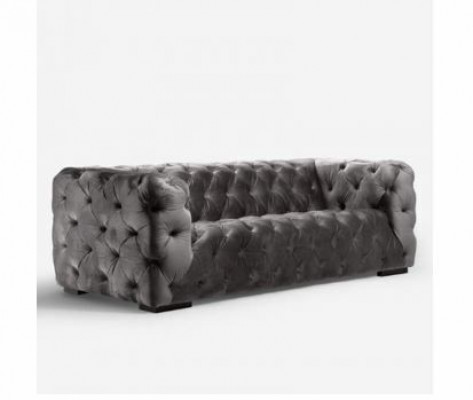 Canapé Chesterfield gris en tissu d'ameublement en cuir Canapés.