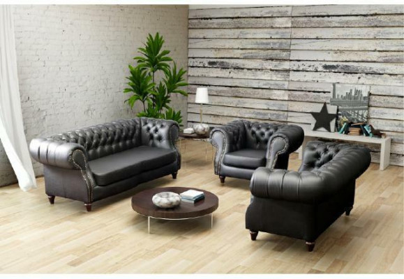 Canapé en cuir Chesterfield Ensemble de canapés Canapé Tissu Canapé 3+2+1 neuf