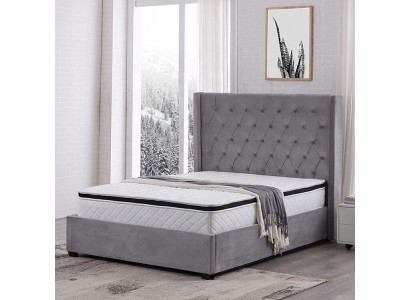 Lit Chesterfield Lit rembourré de luxe Design de chambre à coucher Lits Textile Cuir neuf