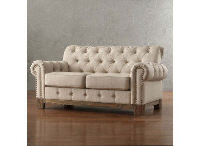 Chesterfield 2 places Canapé classique de luxe cadre en bois naturel Canapé en cuir textile