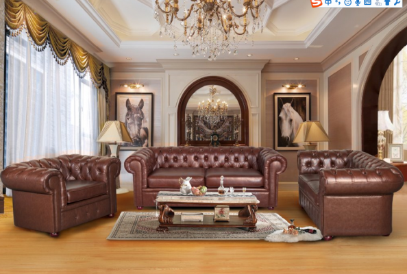 Canapé Chesterfield 2+1 places en cuir Ensemble de sièges Canapé 2+1