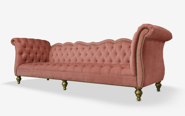 Canapé de luxe anglais Chesterfield en tissu coloré Turquoise bleu et vert.