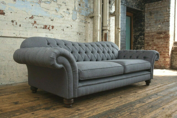 Canapé 4 places Canapé design Chesterfield Suite de sièges en cuir et tissu rembourré nouveau