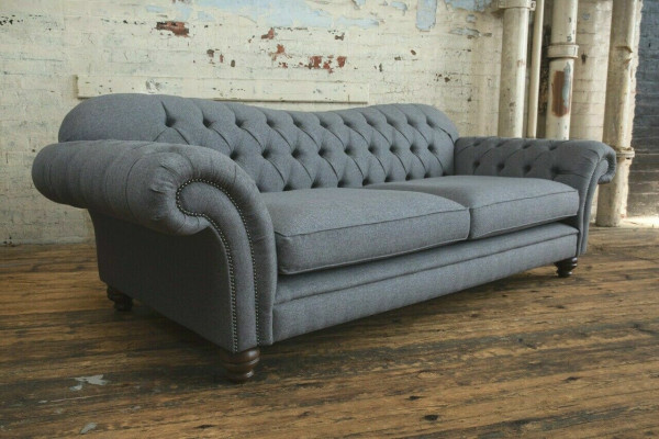 Canapé 4 places Canapé design Chesterfield Suite de sièges en cuir et tissu rembourré nouveau