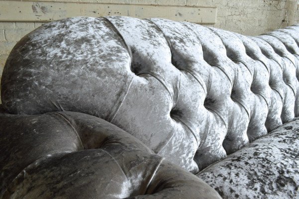 Canapé Chesterfield classique 4 places Canapé Velours Cuir Gris Design 240cm