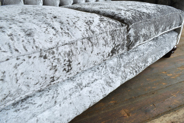 Canapé Chesterfield classique 4 places Canapé Velours Cuir Gris Design 240cm