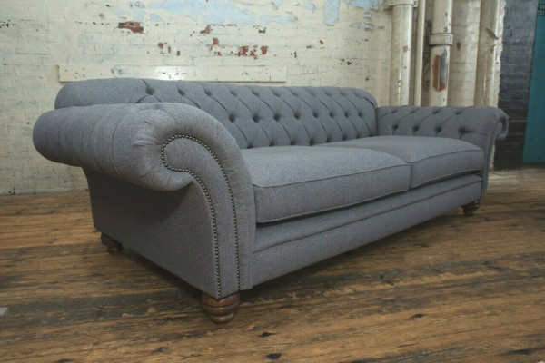 Canapé moderne Chesterfield Canapé 4 places Canapés Velours Cuir Design Gris
