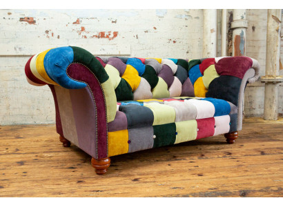 Conception moderne Canapé 2 places Chesterfield coloré Revêtement en tissu Design