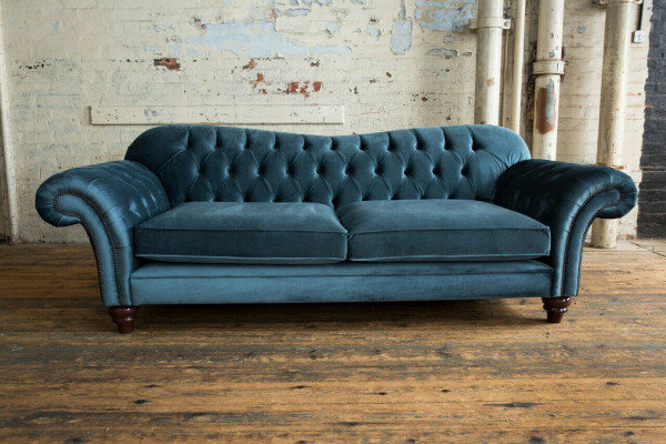 Chesterfield Sofa 4 places en tissu pour le salon