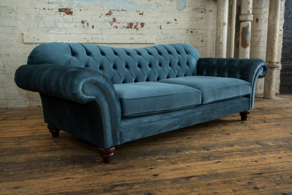 Chesterfield Sofa 4 places en tissu pour le salon