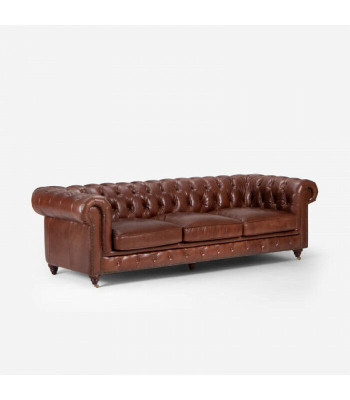 Ensemble de canapés 3+1+1 places, Canapé Chesterfield en cuir de luxe classique