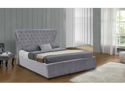 Lit double Chesterfield gris, lits de luxe pour chambre de designer