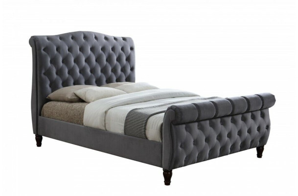 Lits doubles rembourrés en velours classique en textile pour chambre d'hôtel 180x200
