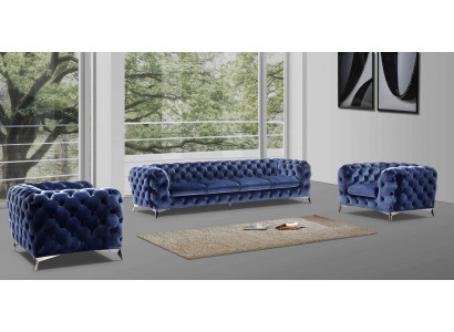 Canapé italien Ensemble de canapé 2x une place Ensemble de tissu Chesterfield neuf 1+1 place