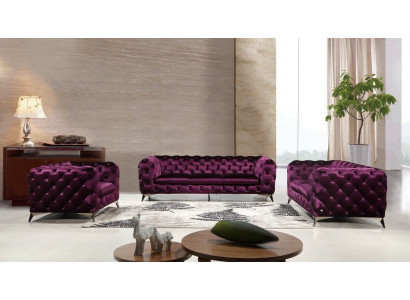 Canapé Chesterfield Italien 2x Ensemble de canapés une place Ensemble rembourré nouveau 1+1 Siège