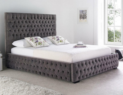 Lit double Chesterfield gris pour hôtel et chambre à coucher