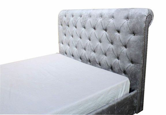Conception Lit Chesterfield Textile Velours Revêtement Cuir Lits Hotel Chambre nouvelle