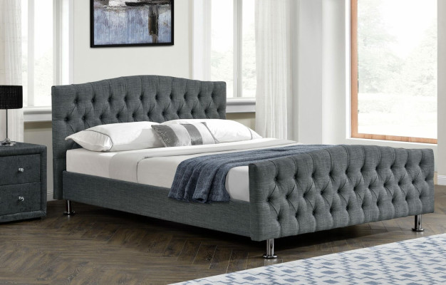 Designer de chambre à coucher Chesterfield Gris Lit double Lits Nobles