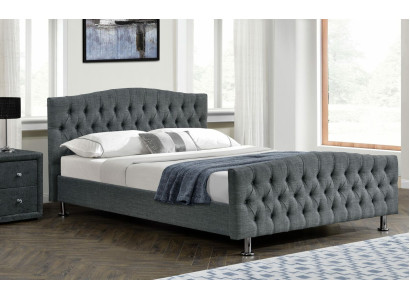 Designer de chambre à coucher Chesterfield Gris Lit double Lits Nobles