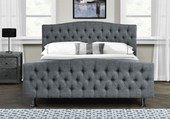 Designer de chambre à coucher Chesterfield Gris Lit double Lits Nobles