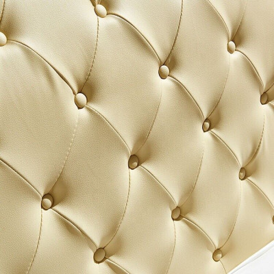 Conception de lit Chesterfield beige Chambre Design Lits anglais Tissu rembourré