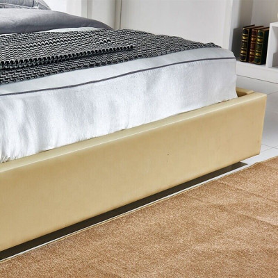 Conception de lit Chesterfield beige Chambre Design Lits anglais Tissu rembourré