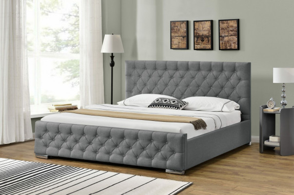 Lit Chesterfield Design Chambre à coucher Lits anglais 200x200cm Revêtement textile