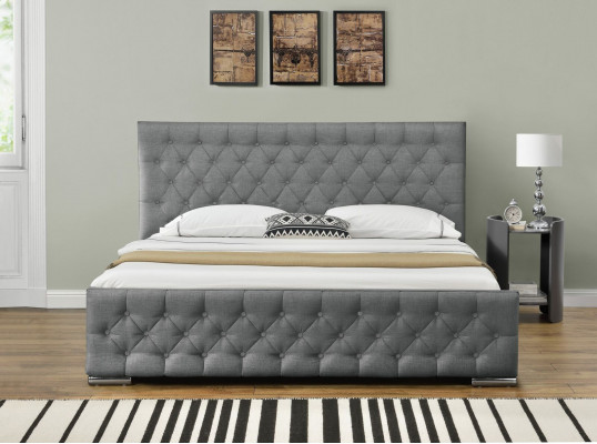 Lit Chesterfield Design Chambre à coucher Lits anglais 200x200cm Revêtement textile