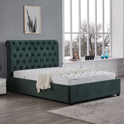 Lit double Chesterfield moderne vert luxueux de designer