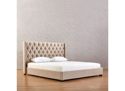 Chambre beige Lits Literie Lit Chesterfield Tissu Textile Neuf