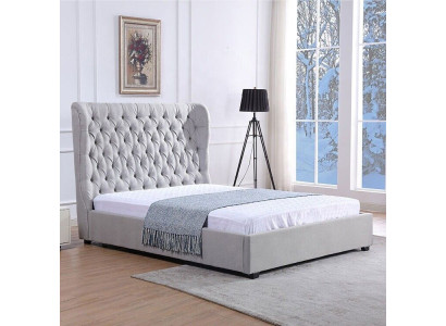 Lit Chesterfield Lit rembourré de luxe Design de chambre à coucher Lits en tissu Cuir neuf