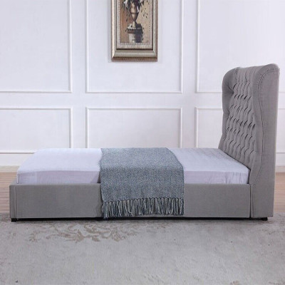 Lit Chesterfield Lit rembourré de luxe Design de chambre à coucher Lits en tissu Cuir neuf