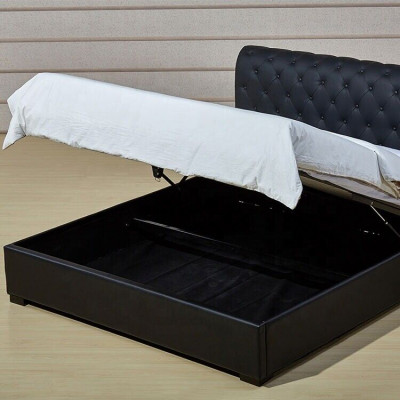 Lit double de designer Chesterfield de luxe noir Rembourrage Bed