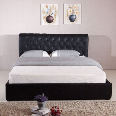 Lit double de designer Chesterfield de luxe noir Rembourrage Bed