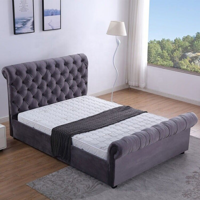 Conception Lit Chesterfield Textile Cuir Lits d'hôtel Chambres à coucher nouveau Rembourrage en velours