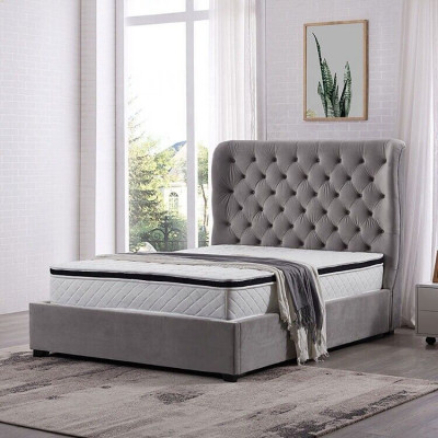 Lit double de designer gris luxueux Meubles rembourrés Lits