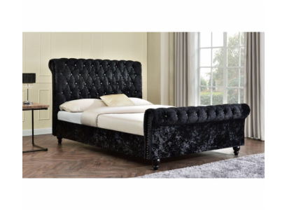 Lit noir Chesterfield Rembourrage Lits Chambre XXL Grand 140x200