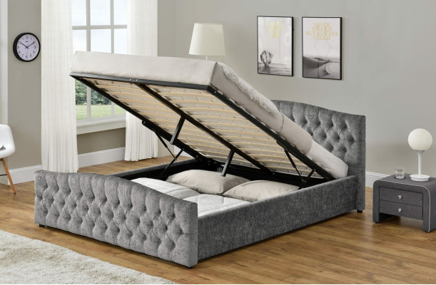 Chesterfield Lit Design Chambre Lits Anglais 180x200 Revêtement Textile