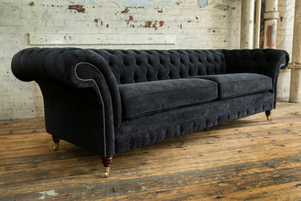 Canapé Chesterfield de haute qualité Rembourrage Canapé quatre places Tissu tissé XXL