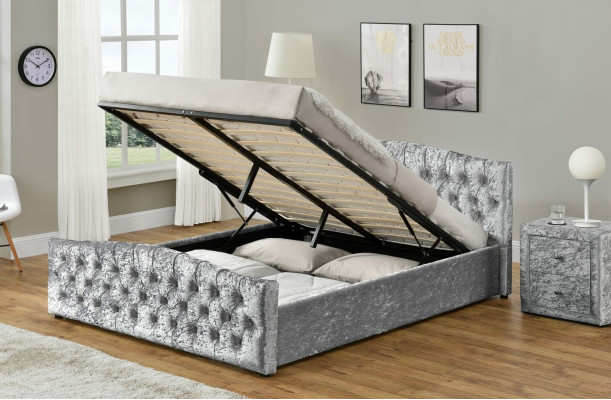 Lit double de luxe Chesterfield gris moderne Lits de chambre à coucher design