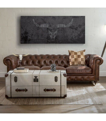 Canapé Chesterfield en cuir Canapé Canapés Sofas Trois places Marron Rouleaux
